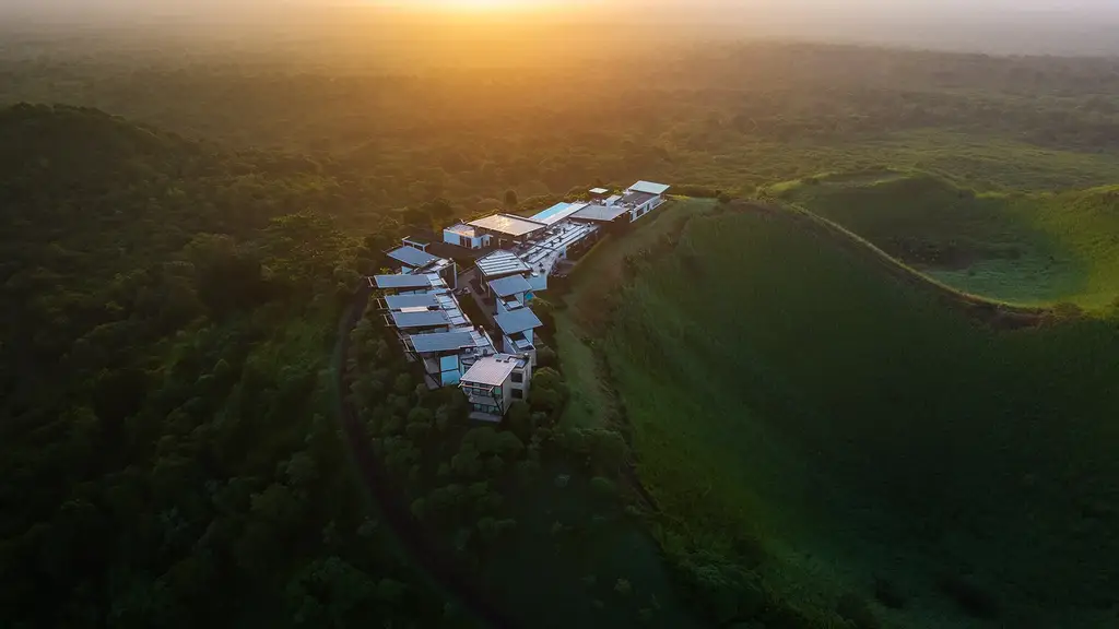 Aerial view of Pikaia Lodge in the Galápagos highlands