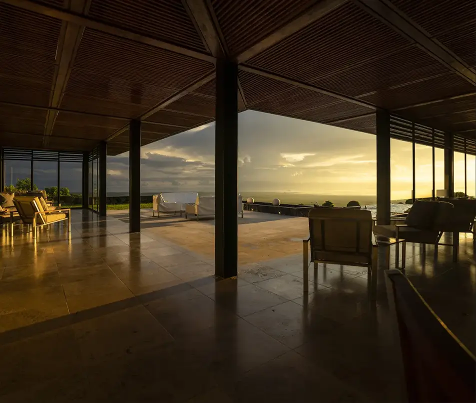 Lounge interior at sunset