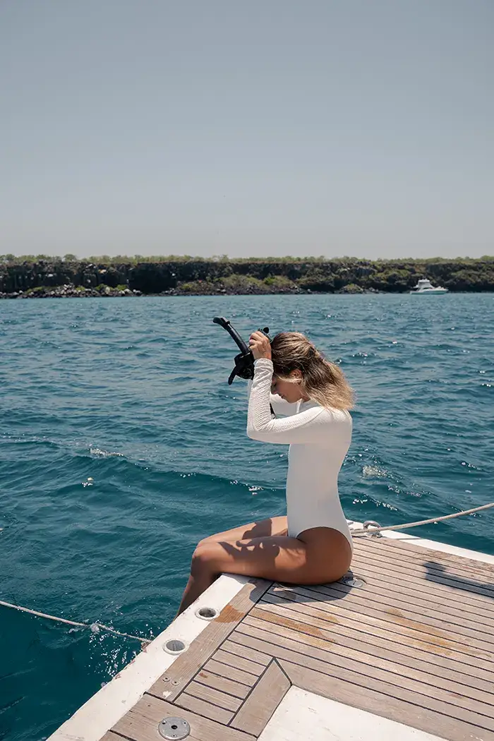 Guest on the yacht deck
